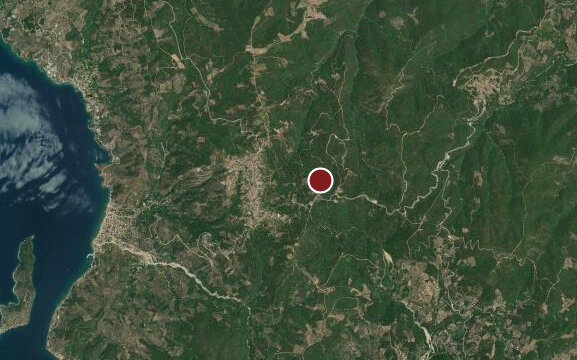 Satellite map of the start of Lafkos → Milina